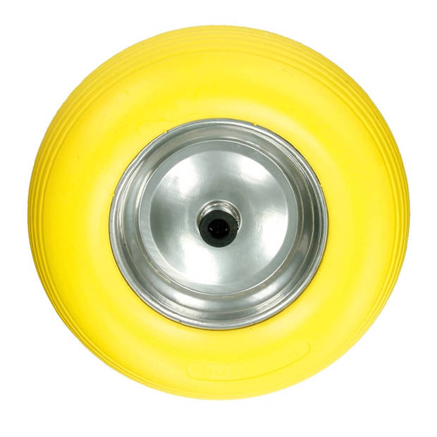 ECD Germany 4x Kruiwagenwiel gemaakt van lekbestendig PU - banden met stalen velg - 4.80 / 4.00-8 - diameter 390 mm