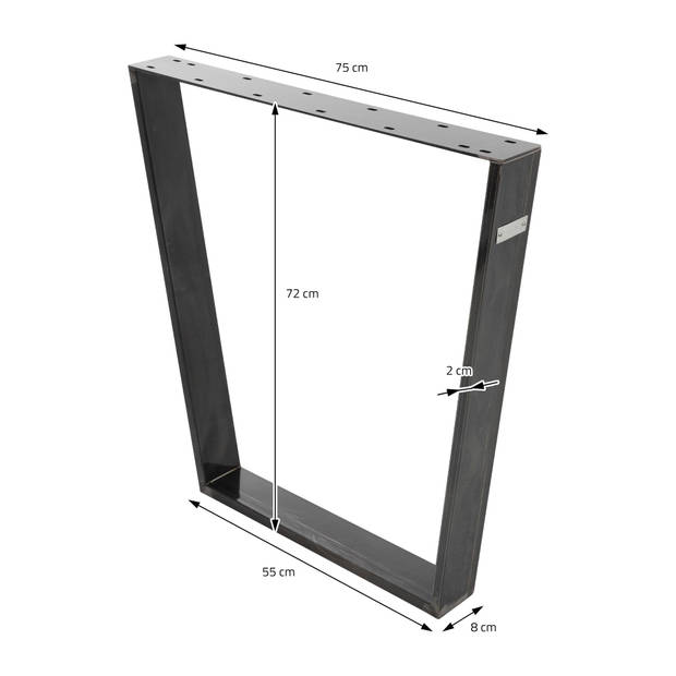 Tafelpoten set van 2 V-vorm 75x72 cm Industrieel van staal ML-Design