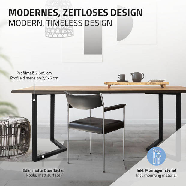 Tafelpoten Set van 2 V Vorm 70x72 cm Zwart Metaal ML-Design