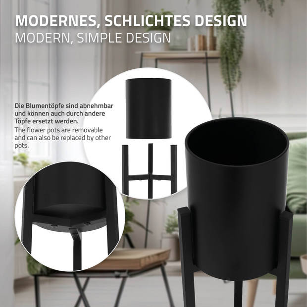 Bloemenstandaard Set van 2 Zwart Metaal ML-Design