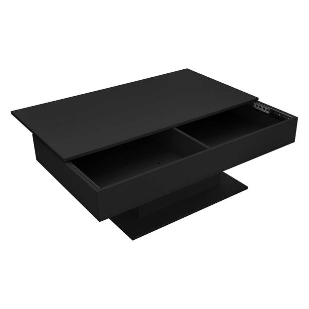 Salontafel 110x60x40 cm Zwart incl. 2 opbergvakken onder verschuifbaar blad ML-Design