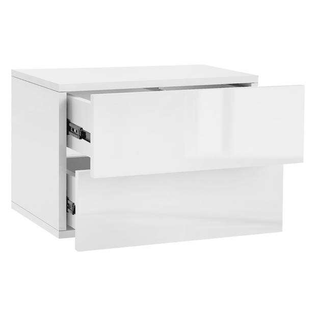 Wandkast 42x29x30 cm Wit glanzend MDF incl. 2 laden ML-Design