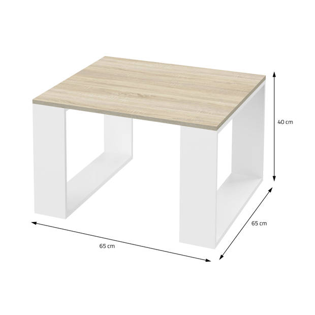 Salontafel 65x65x40 cm eiken look/wit ML-Design