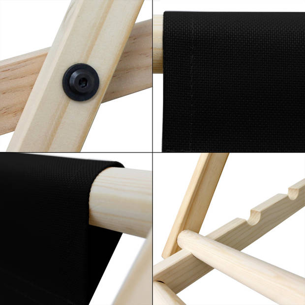 Ligstoel opvouwbaar 117x52x10 cm Zwart van hout