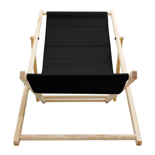 Ligstoel opvouwbaar 117x52x10 cm Zwart van hout