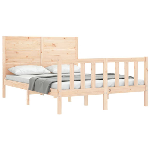 vidaXL Bedframe met hoofdbord massief hout