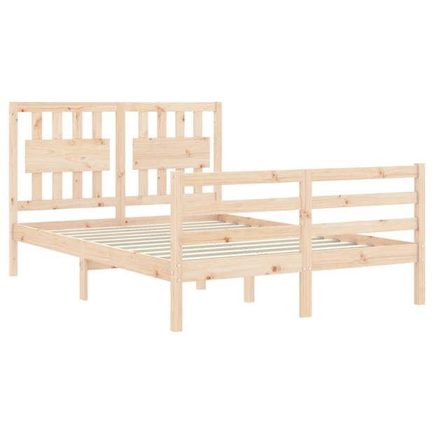 vidaXL Bedframe met hoofdbord massief hout