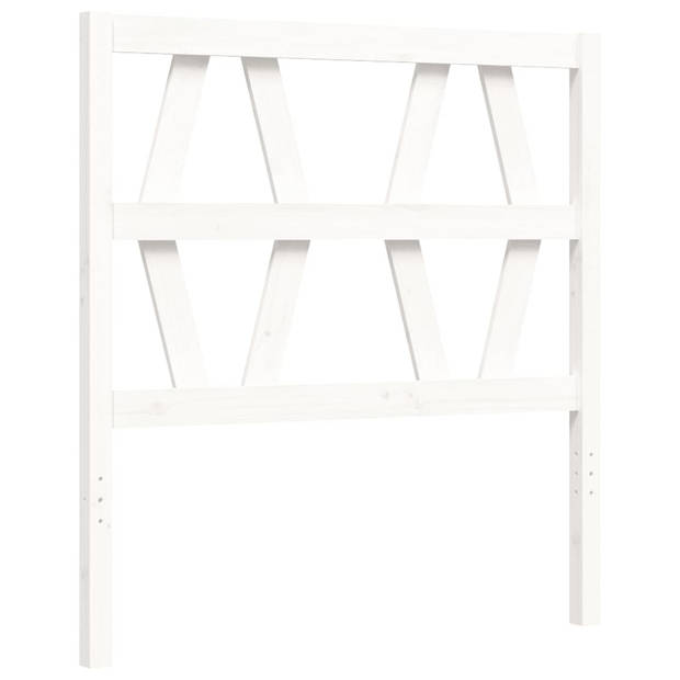 The Living Store Bedframe - Massief grenenhout - 205.5 x 105 x 100 cm - Wit