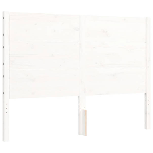 vidaXL Bedframe met hoofdbord massief hout wit 140x190 cm