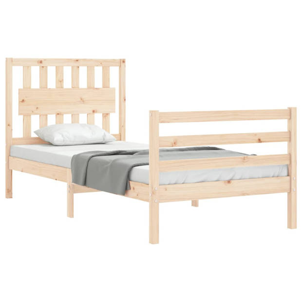 vidaXL Bedframe met hoofdbord massief hout