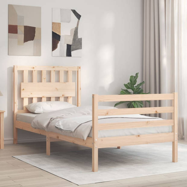 vidaXL Bedframe met hoofdbord massief hout