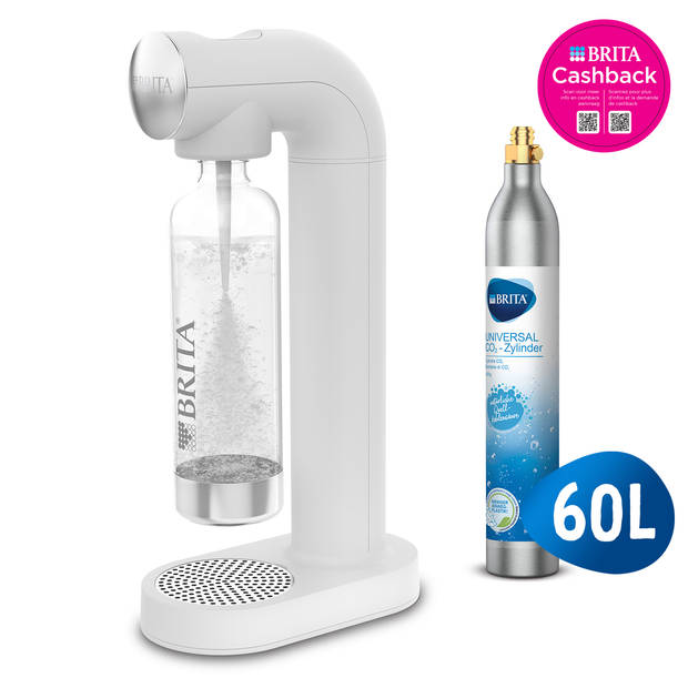 Brita SodaONE Bruiswatertoestel Wit - met 1 CO2-cilinder en 1 Soda fles