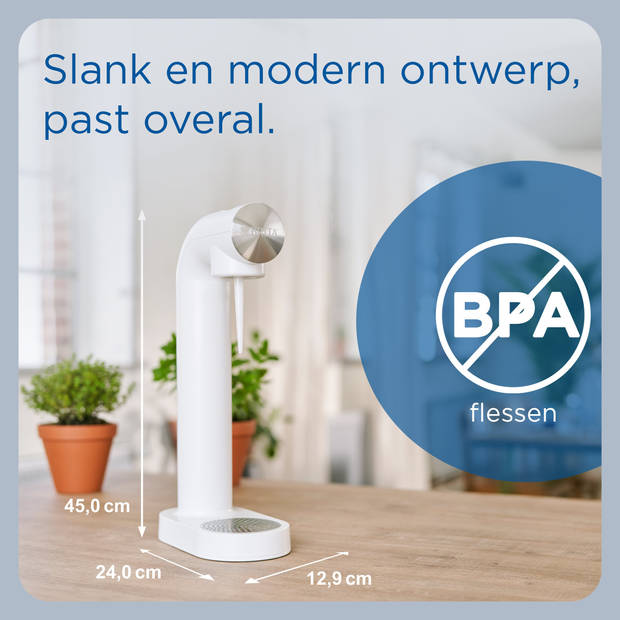 Brita SodaONE Bruiswatertoestel Wit - met 1 CO2-cilinder en 1 Soda fles