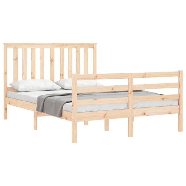 vidaXL Bedframe met hoofdbord massief hout 140x200 cm