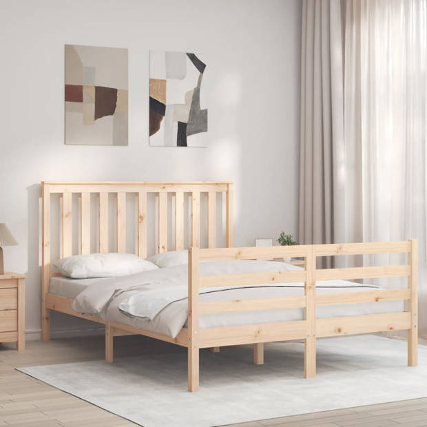 vidaXL Bedframe met hoofdbord massief hout 140x200 cm