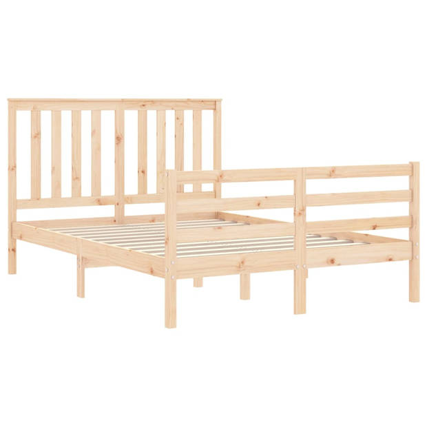 vidaXL Bedframe met hoofdbord massief hout 140x200 cm