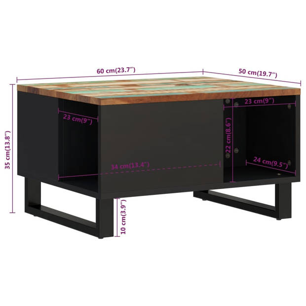 vidaXL Salontafel 60x50x35 cm massief gerecycled hout