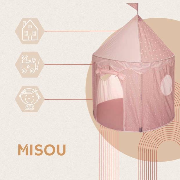 MISOU Kinder Speeltent - Tipi Tent kinderen - Meisjes - Pop up - Roze