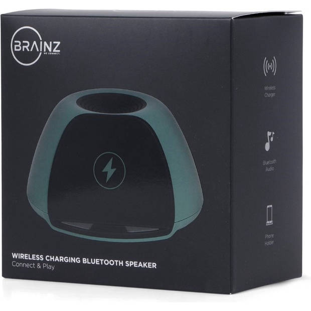 BRAINZ Draadloze Oplader Speaker - Zwart/Groen