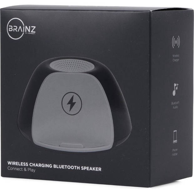 BRAINZ Draadloze Oplader Speaker - Zwart/Grijs