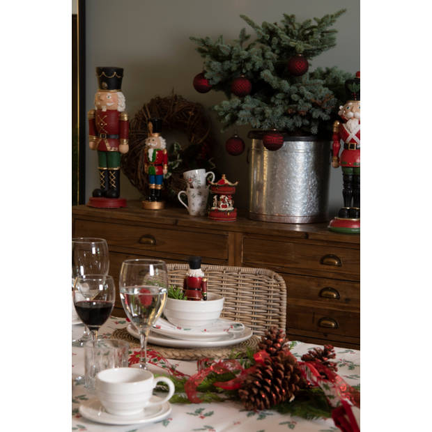 HAES DECO - Gastendoek / handdoek - 40x66 cm - 100% Katoen - Holly Christmas