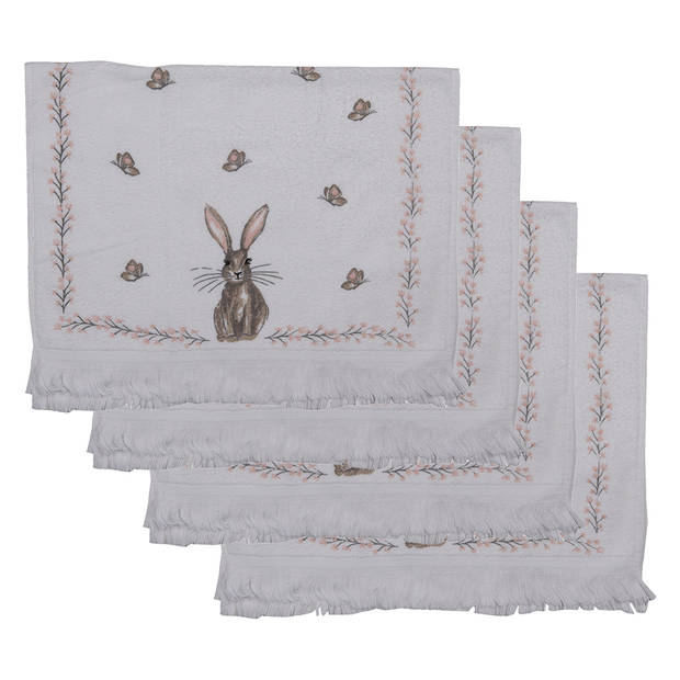 HAES DECO - Gastendoek / handdoek - 40x66 cm - 100% Katoen - Rustic Easter Bunny