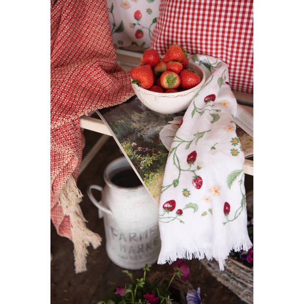 HAES DECO - Gastendoek / handdoek - 40x66 cm - 100% Katoen - Wild Strawberries