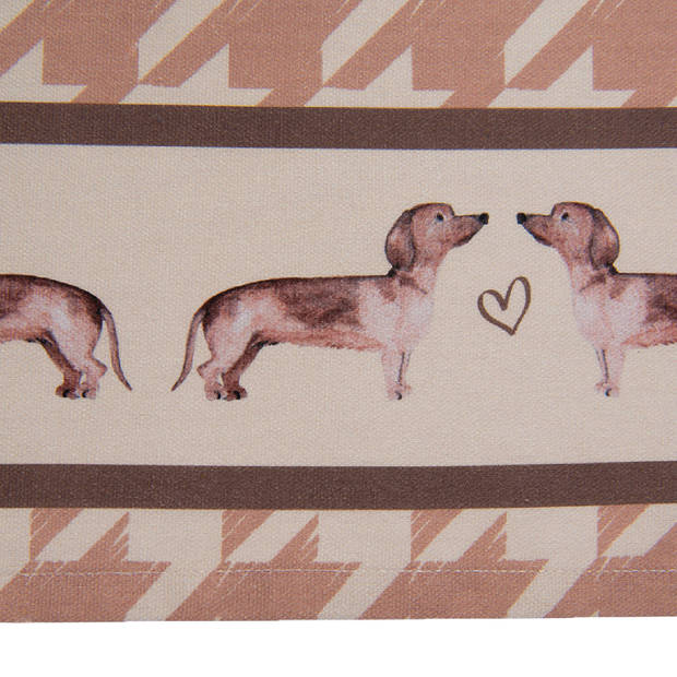 HAES DECO - Set van 3 Theedoeken - 50x70 cm - 100% Katoen - Dachshund Love