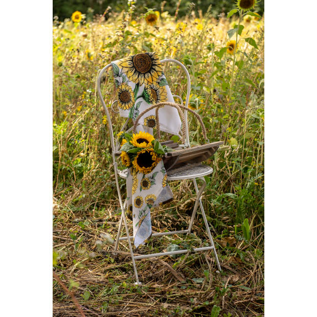 HAES DECO - Set van 3 Theedoeken - 50x70 cm - 100% Katoen - Sunny Sunflowers