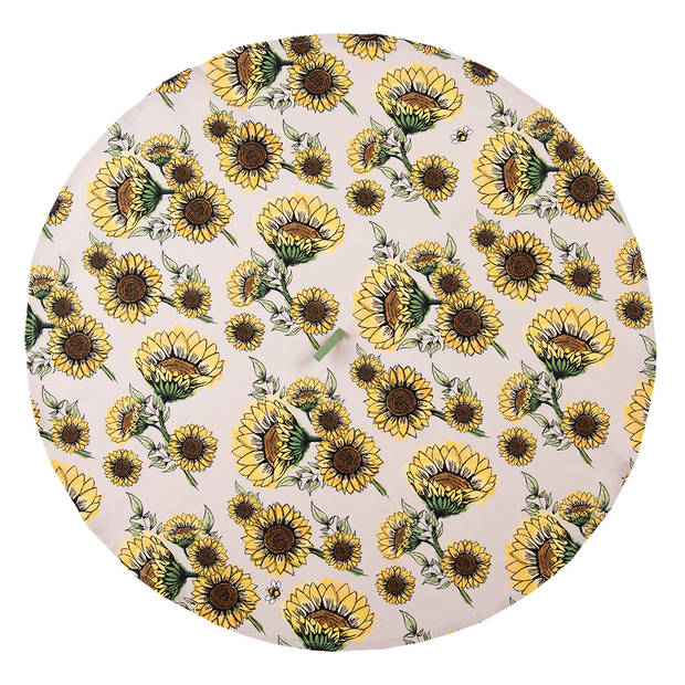 HAES DECO - Set van 2 Theedoeken rond - Ø 80 cm - 100% Katoen - Sunny Sunflowers