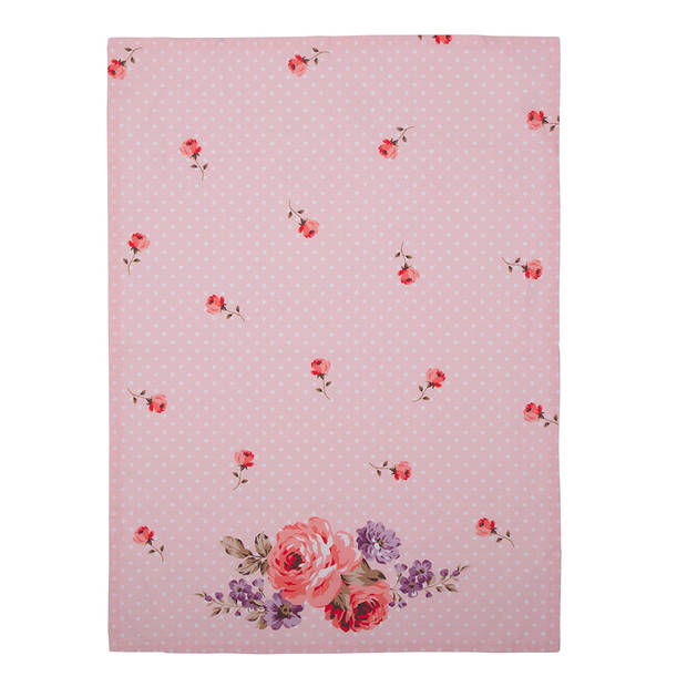 HAES DECO - Set van 3 Theedoeken - 50x70 cm - 100% Katoen - Dotty Rose