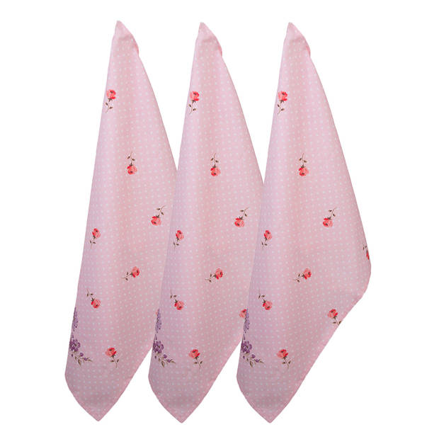 HAES DECO - Set van 3 Theedoeken - 50x70 cm - 100% Katoen - Dotty Rose