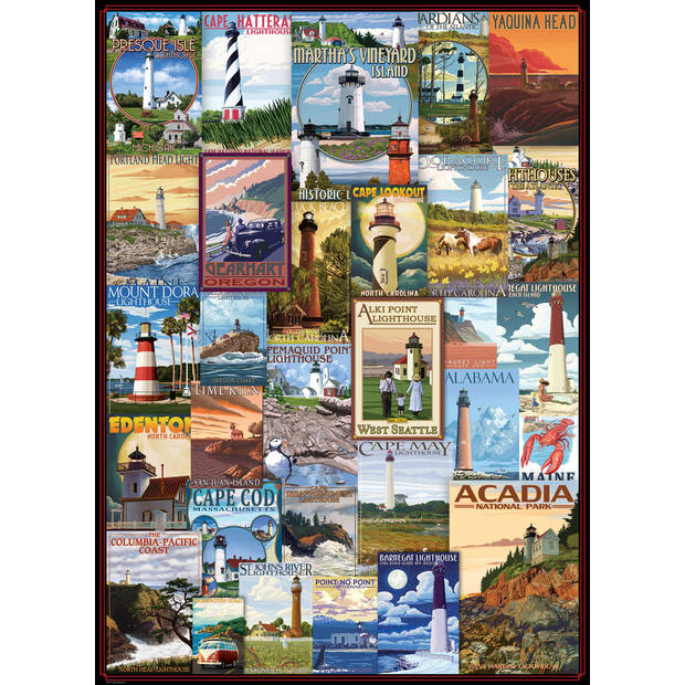 Eurographics puzzel Lighthouses Vintage Posters - 1000 stukjes