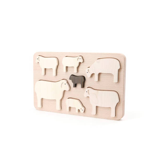 Bajo houten vormenpuzzel Schapen - 7 stukjes