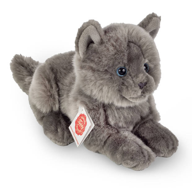 Hermann Teddy Knuffeldier Kartuizer kat/poes - zachte pluche stof - premium knuffels - grijs - 20 cm - Knuffel huisdiere