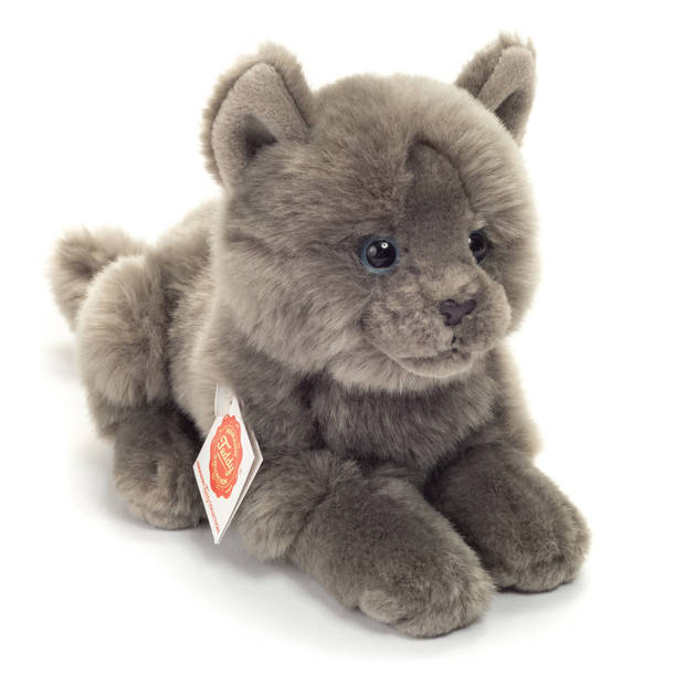 Hermann Teddy Knuffeldier Kartuizer kat/poes - zachte pluche stof - premium knuffels - grijs - 20 cm - Knuffel huisdiere