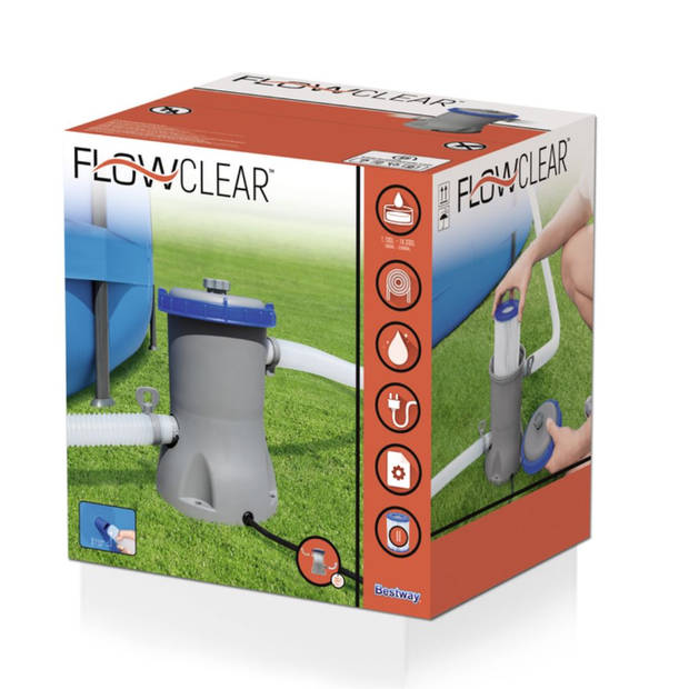 Bestway Flowclear Filterpomp - 2.006 L/PU - Incl. Cartridge - tot 8000 L