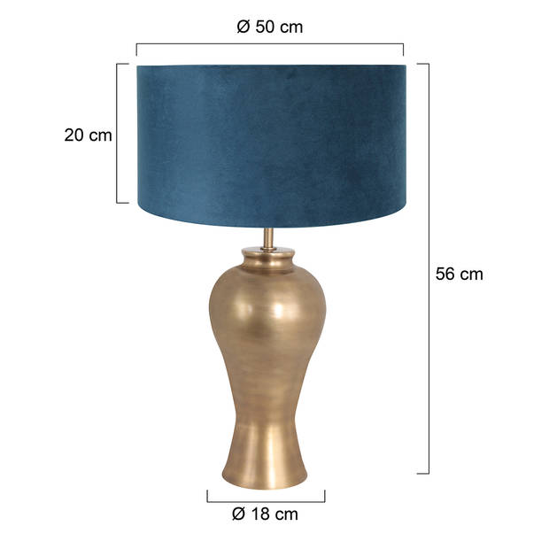 Steinhauer Brass tafellamp blauw metaal 62 cm hoog