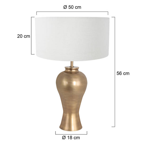 Steinhauer Brass tafellamp wit metaal 62 cm hoog