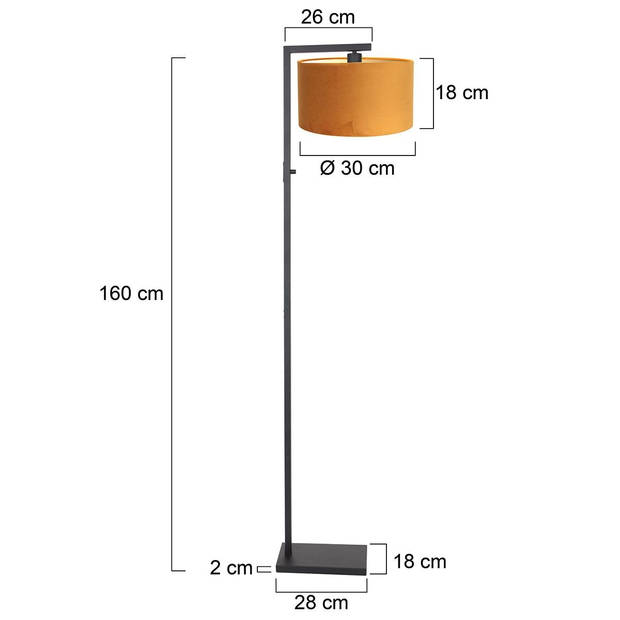 Steinhauer Stang vloerlamp geel metaal 160 cm hoog