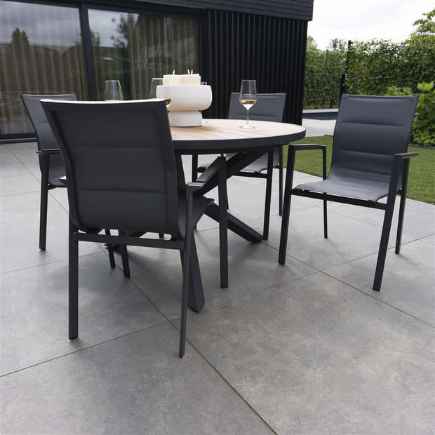 Giga Meubel - Dining Tuinstoel Aluminium Antraciet - Zithoogte 45cm - Stoel Quin