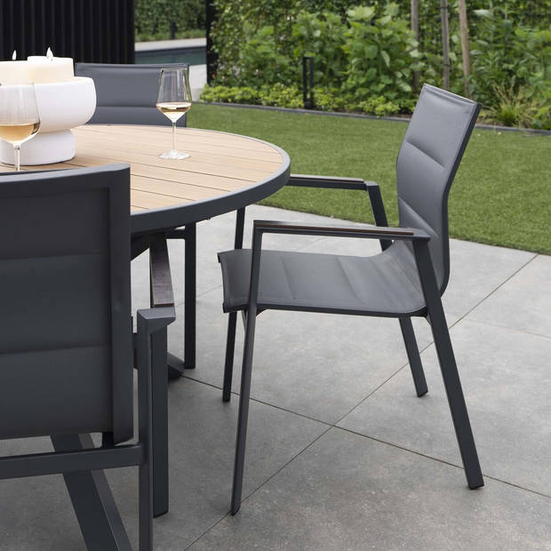 Giga Meubel - Dining Tuinstoel Aluminium Antraciet - Zithoogte 45cm - Stoel Quin