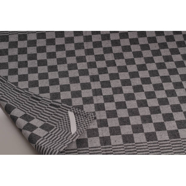 Theedoeken set - 12 stuks - 50x70 - blokpatroon - geblokt - horeca ruit - zwart