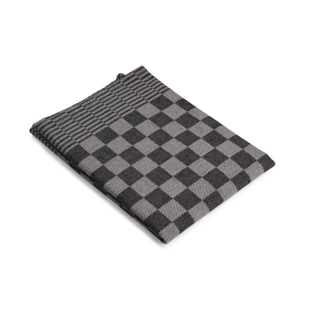 Theedoeken set - 12 stuks - 50x70 - blokpatroon - geblokt - horeca ruit - zwart