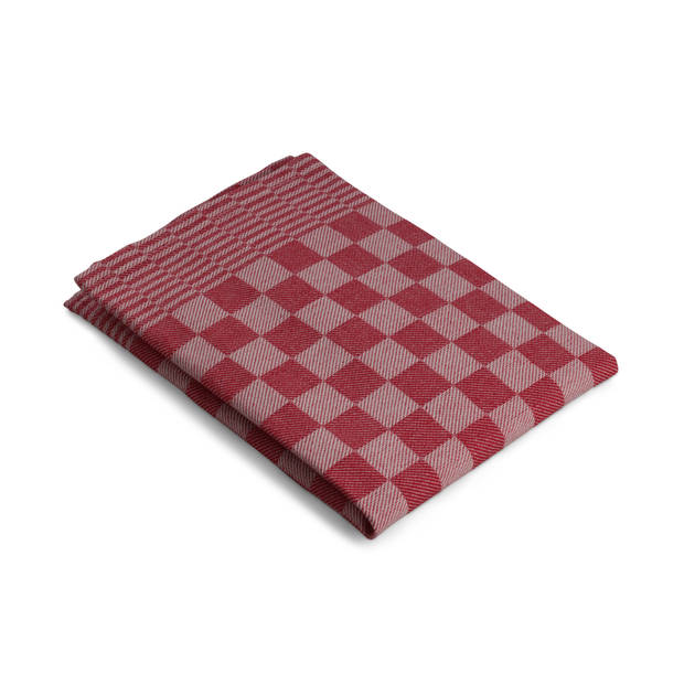 Luxe theedoeken set - 6 stuks - 50x70 - blokpatroon - geblokt - horeca ruit - rood