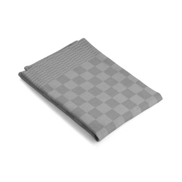 Theedoeken set - 12 stuks - 50x70 - blokpatroon - geblokt - horeca ruit - grijs