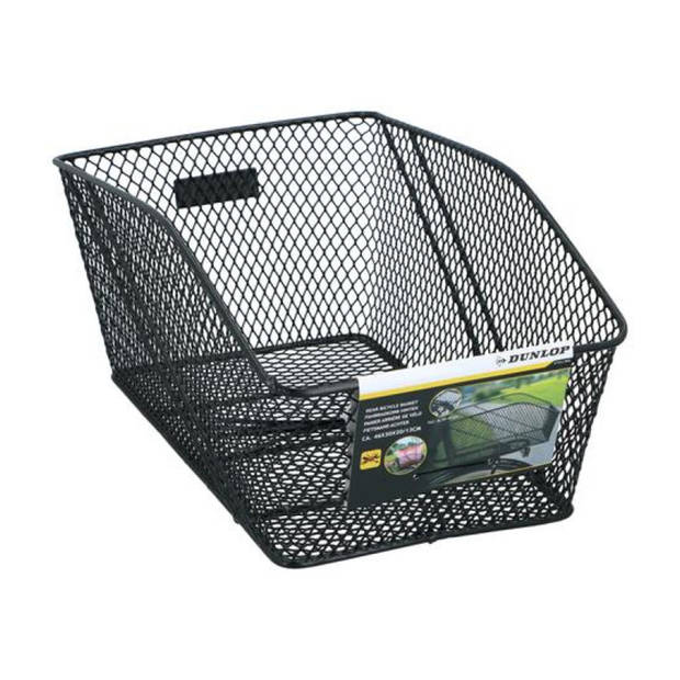 Dunlop Fietsmand voor bagagedrager - zwart - metaal - 13 liter - 46 x 30 x 13 cm - incl. Tyraps - Fietsmand