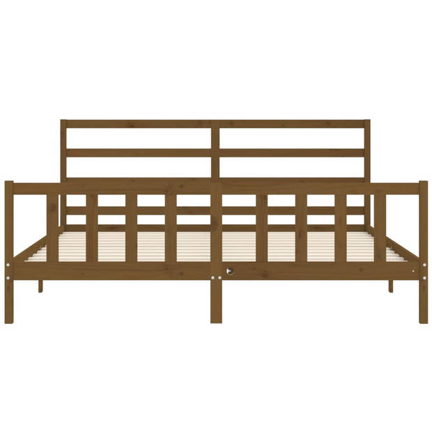 vidaXL Bedframe met hoofdbord massief hout honingbruin 200x200 cm