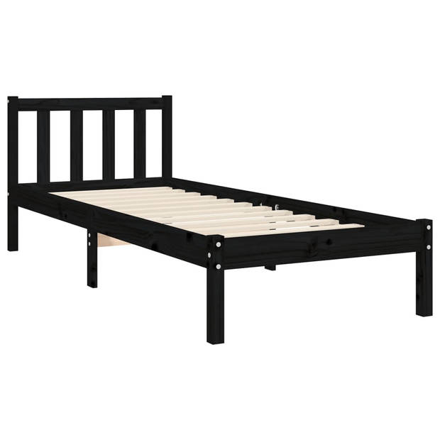 vidaXL Bedframe met hoofdbord massief hout zwart