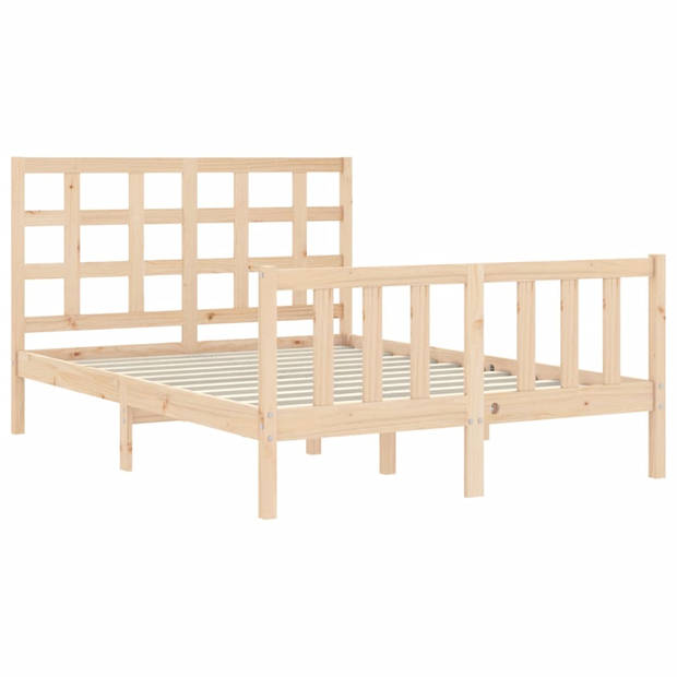 vidaXL Bedframe met hoofdbord massief hout